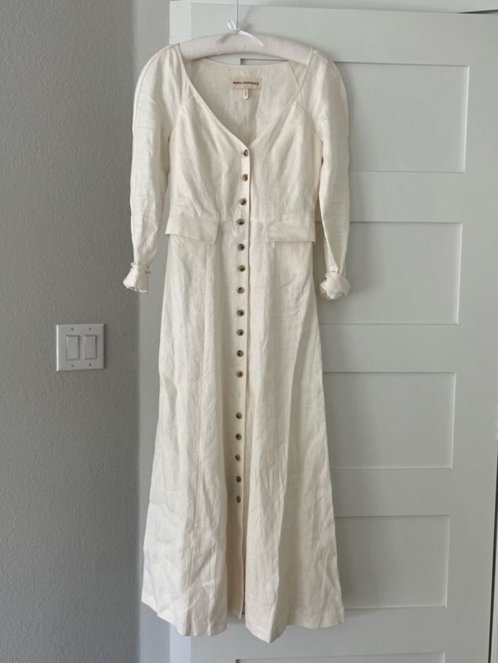 Mara Hoffman Silvana White Hemp Button Front Maxi Dress Size 2 - Picture 3 of 6